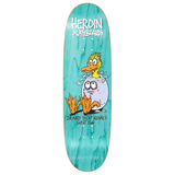Heroin Skateboards Ducky Guest Egg Deck, teal with a cartoon duck hatching from a surprised egg.