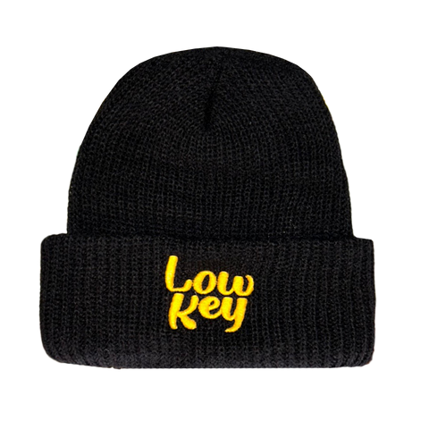 Low Key Stacked Logo - Black Beanie