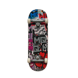 Colorful graffiti-style skateboard deck on a white background MQ MQUE Planet Happiness Fingerboard