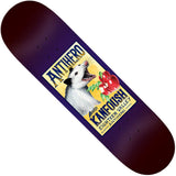 Antihero Kanfoush Homer 2 8.5 Deck with an opossum eating a bitten red apple graphic on a purple background.