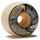 Spitfire F4 97 Radial Full Skateboard Wheels 58mm, light cream with black and grey graphics, featuring a shark head logo.