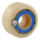 Spitfire F4 99 Tablets Wheels. Single off-white 52mm 99DU Formula Four Tablet Shape skateboard wheel with blue branding.