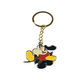 Walter Keychain | Quasi Skateboards featuring a smiling cartoon character in a red shirt, yellow gloves, and black attire with a gold ring.