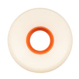Plain Jane Keyframe 56mm 87a Wheels by OJ Wheels, a single white skateboard wheel with an orange core.