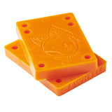 Orange OJ Juice Cubes Risers 3/8in, pair of skateboard riser pads with embossed OJ Wheels logo.