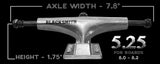 Blacksmith Low Trucks 5.5, size 5.25, with 7.8" axle width, 1.75" height, suitable for 8.0-8.2" skateboards.