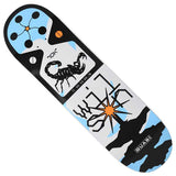 Quasi Skateboards Wilson 'Y2K' 8.75" Deck with black scorpion graphic, 'Y2K' text, and abstract black/blue/orange shapes.