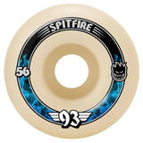 Spitfire F4 93 Radial Wheels Natural 56mm, a single beige skateboard wheel with blue flame graphic and Spitfire logo.
