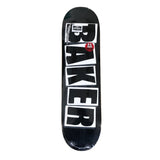 Baker Brand Logo Black Skateboard Deck 8.75 with Mellow Concave and O.G. Shape, featuring large vertical 'BAKER' text
