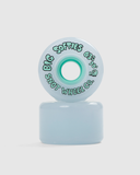 Two light blue Big Softies 78A Snot Wheel Co. skateboard wheels, with 'BIG SOFTIES 63mm 78a SNOT WHEEL CO.' text