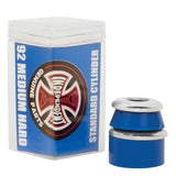 Independent Genuine Parts 92a blue standard cylinder skateboard bushings with washers, in packaging.