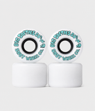 Snot Wheel Co. Big Softies 78A white skateboard wheels, with blue branding and a small cartoon monster.