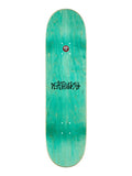 Deathwish Jamie Foy Primal Twin 8.5 skateboard deck bottom view with teal wood stain and black logo