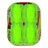 Four neon green translucent Slime Balls SB Cafe Light Ups Wheels on a colorful graphic background.