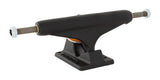 Independent Stage 11 Blackout 144mm skateboard trucks, black finish, isolated on white.