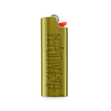 Stay Lit Gold Lighter Holder by Deathwish, featuring an engraved logo. A stylish, refillable metal case for Bic lighters.