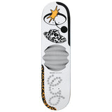 Crockett 'Bellyachin' 8.25" Deck by Quasi Skateboards, white with cowboy hat, wavy abstract shape, and flower graphics.