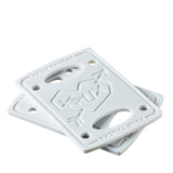 Krux 1/8in Riser Pads in light gray, featuring the embossed Krux Trucks logo, designed for skateboards.