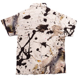 Deathwish Skateboards Read My Bones Button Up shirt, back view, with black & multi-color paint splatter pattern.