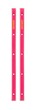 Two pink Santa Cruz Slimline Skateboard Rails with Santa Cruz branding and mounting holes on a white background.
