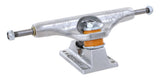 Independent Stage 11 Pro TFunk 159mm skateboard truck, silver with orange bushings, on a white background.