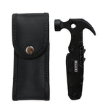 Black Quasi Skateboards Multi Tool Hammer featuring a claw, hex wrench, and a folding handle, presented with its black nylon pouch.