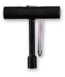 Spitfire T3 Skate Tool in black, featuring multiple wrenches and a Phillips head screwdriver for skateboard assembly and adjustments.