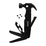 Black Quasi Skateboards Multi Tool Hammer with integrated knife, saw, bottle opener, and screwdriver bits.