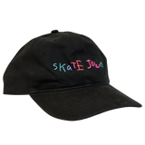Full Mesh Sewer Cap Hat from Skatejawn, black with colorful "Skate Jawn" embroidered logo on front.